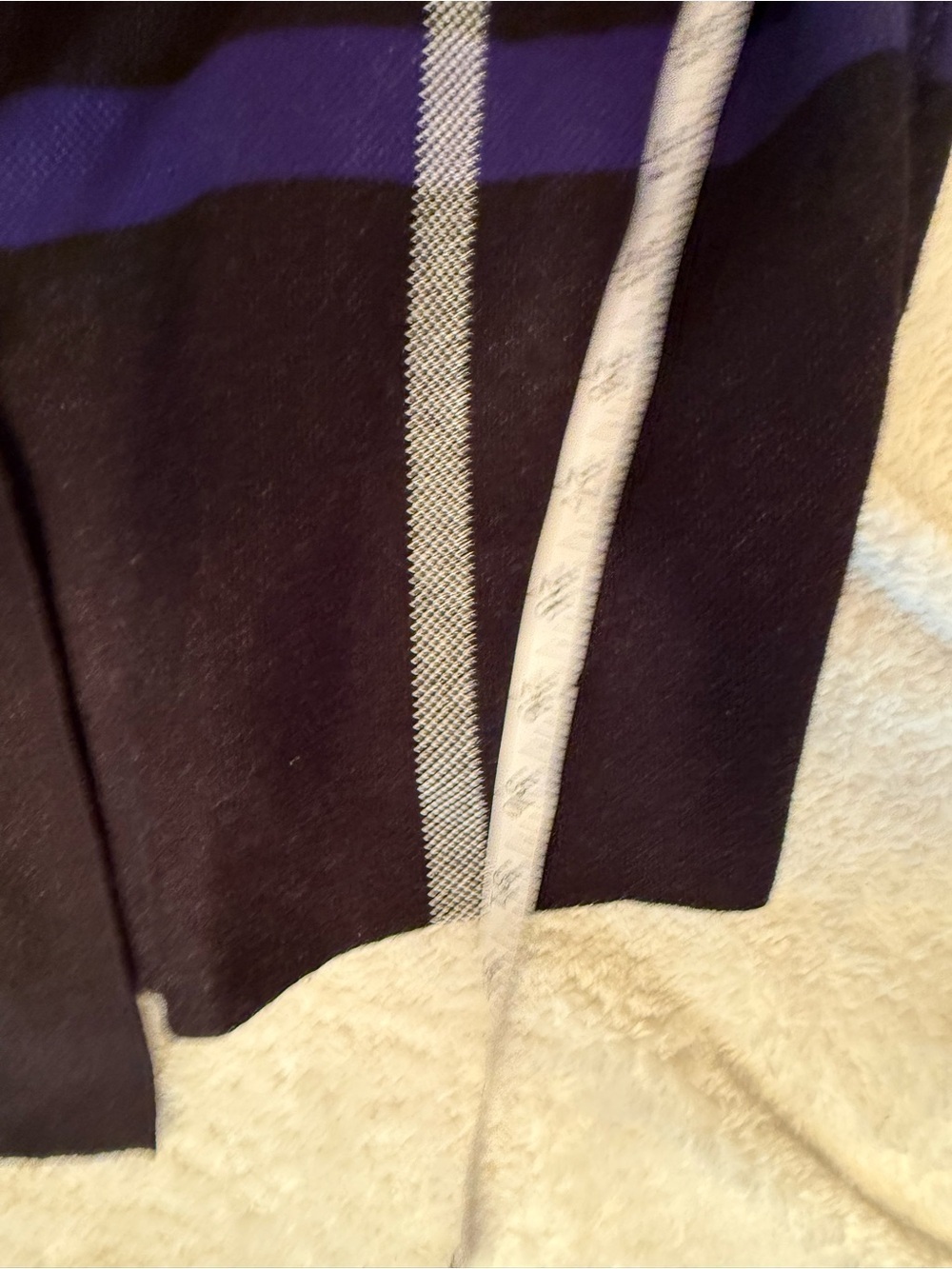 Anne Klein Open-Front Plaid Long Cardigan in Black and Purple - Picture 7 of 7